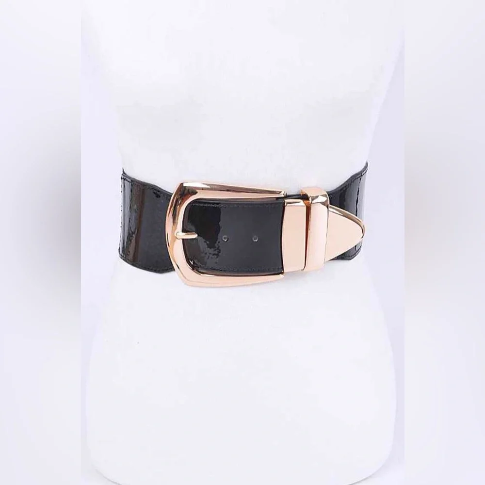 Plus Size Vegan Leather Elastic Adjustable Statement Belt